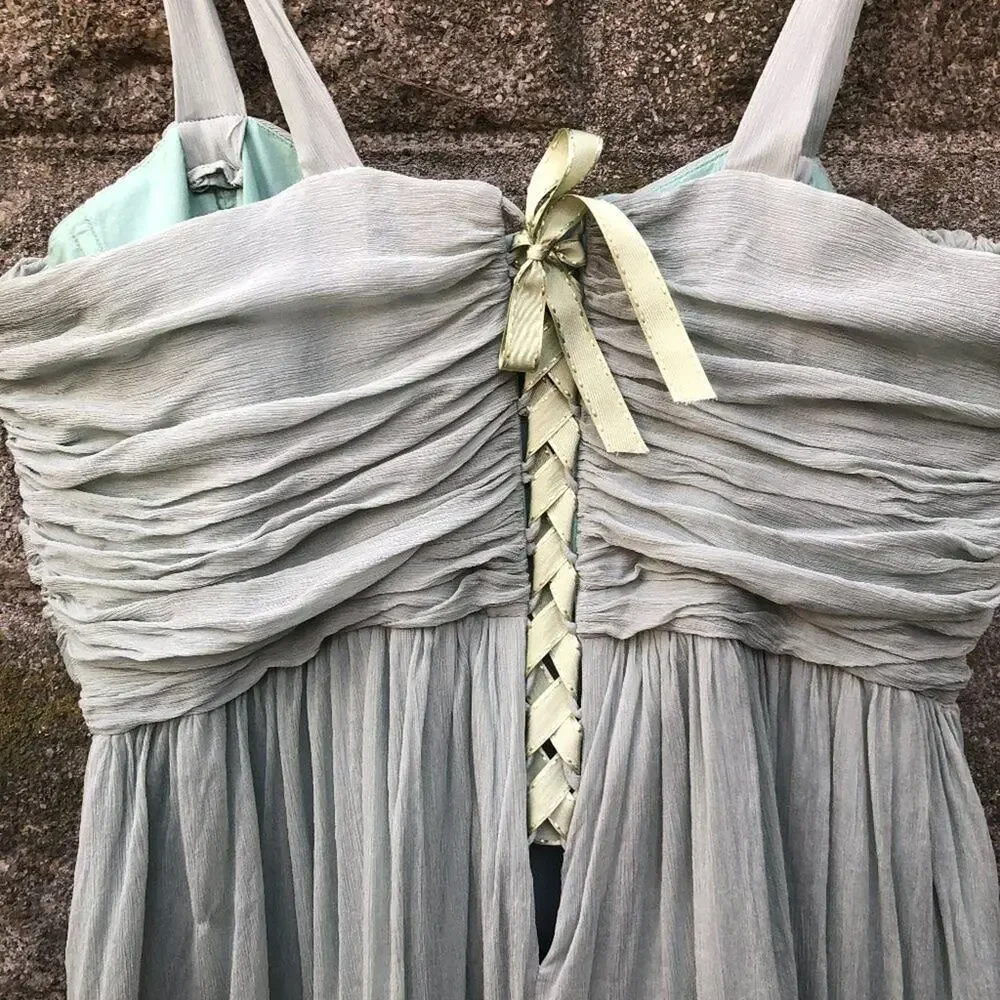 J. Crew Corset Ribbon Back Silk Chiffon Surplice Sweetheart Neckline Dress 20